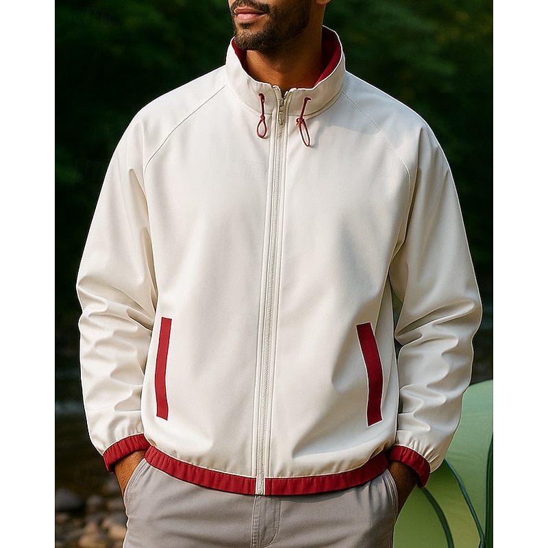 Men's Sport Sweatshirt Outdoor Waterproof Windproof Hiking Outfits Hiking Clothes Spring Autumn / Fall Top Camping / Hiking / Caving Running Patchwork Black Red Blue