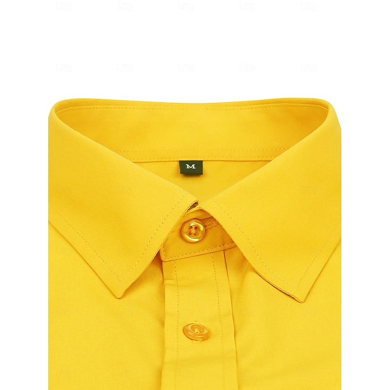 Men's Shirt Dress Shirt Button Up Shirt Tuxedo Shirts Solid / Plain Color Wedding Party Daily Wear Light Yellow Orange Green Rose Pink Long Sleeve Lapel All Seasons Clothing Apparel4