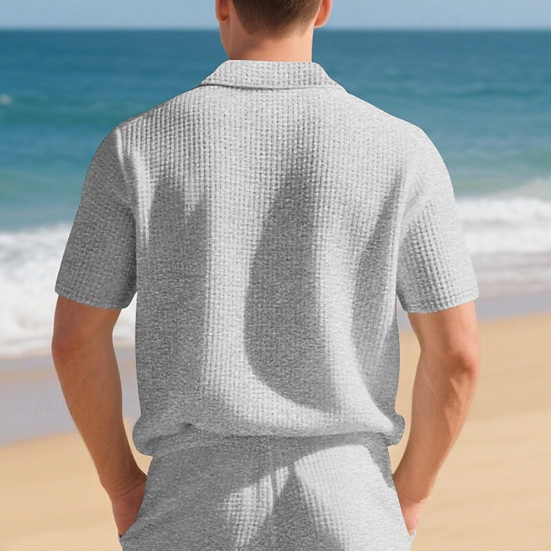 Men's Golf Shirt Golf Polos Shirts Work Casual Lapel Short Sleeve Basic Modern Plain Jacquard Summer Regular Fit Black White Red Royal Blue Khaki Light Grey Golf Shirt3