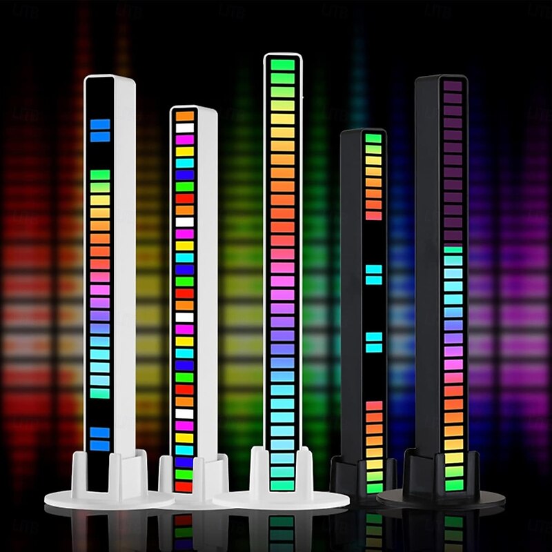 RGB Voice-Activated Pickup Rhythm Light 32 LED Bar Sound Control Ambient Light Sound Level Indicator Music Spectrum Meter Audio Display Visualizer2