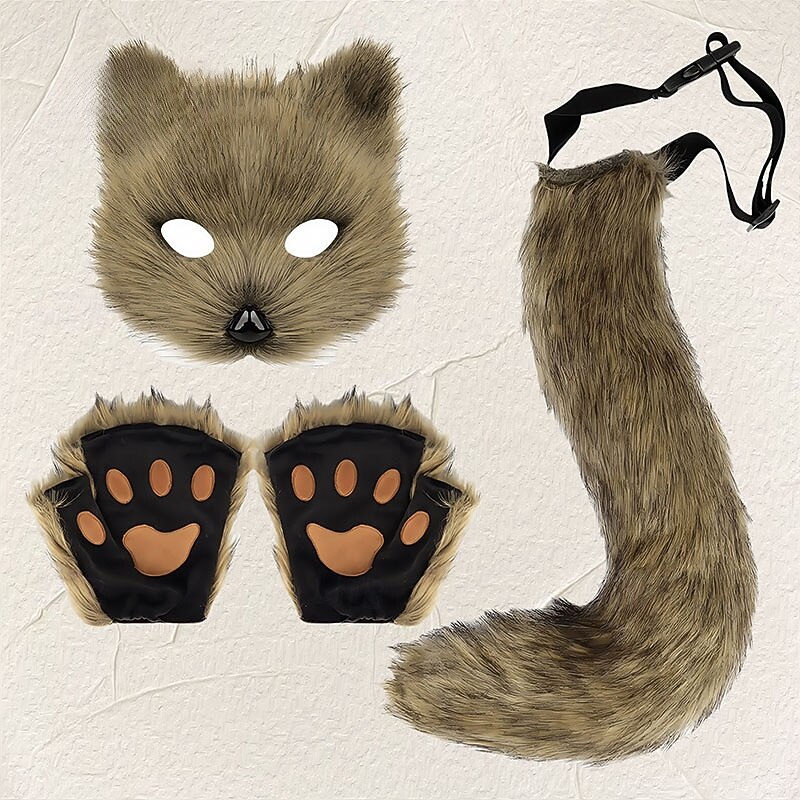 Fox Tail Set with Adjustable Belt and Seductive Eye Mask – Cosplay Costume Set, Fetish Wear, Sexy Role Play Outfit for Halloween, Party, and Performance4