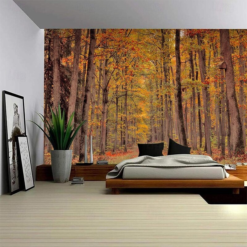 Forest Hanging Tapestry Photograph Backdrop Jack O Lantern Wall Art Large Tapestry Mural Decor Blanket Curtain Home Bedroom Living Room Decoration Death Selfie