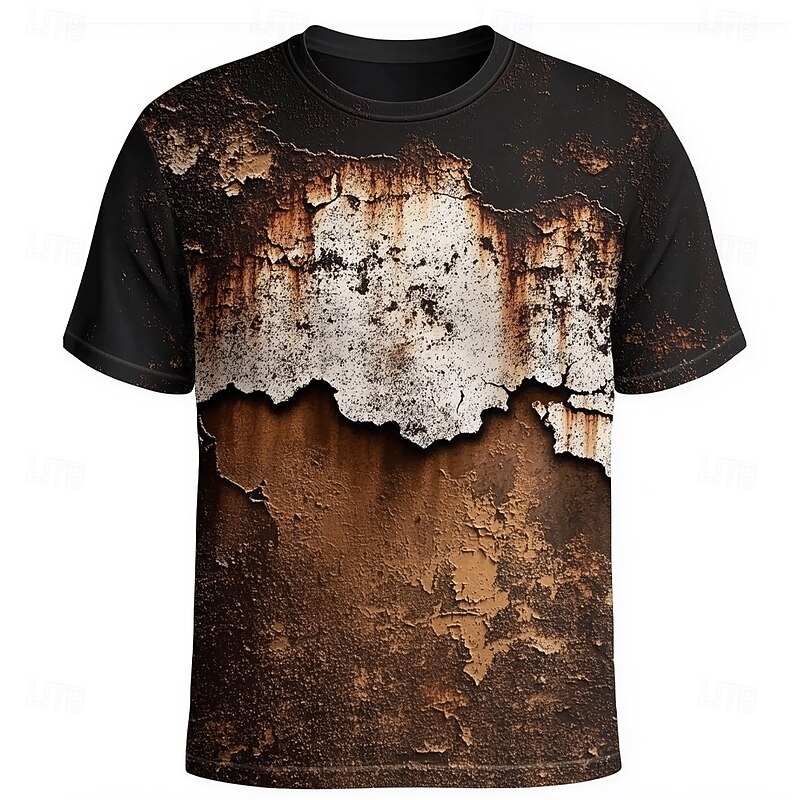 Men's 3D T Shirt Short Sleeve T shirt 3D Print Crew Neck Shirt Designer Retro Vintage Vintage Retro Party Street Casual Dark Brown Red Light Brown Summer Spring All Seasons Clothing Apparel S M L XL3