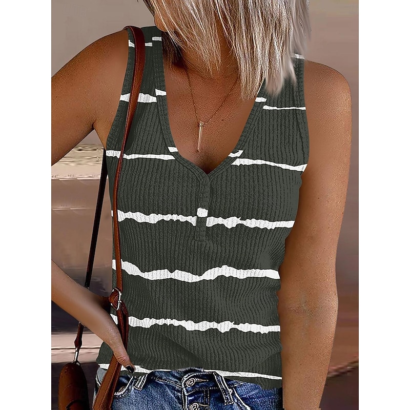 Women's Camisole Tank Top Graphic Striped Vintage Stylish Casual Sleeveless Sleeveless V Neck Regular Tops Daily Print Pink Army Green Blue Summer Spring3