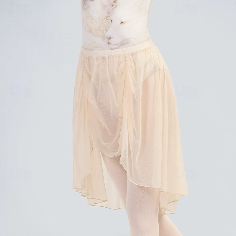 Ballet Skirts Pure Color Splicing Tulle Women's Performance Training High Tulle2