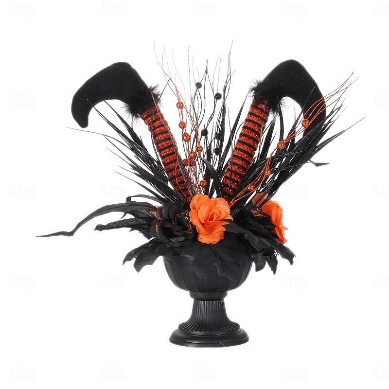 Halloween Long Leg Witch Planter Decoration, Spooky Tabletop Prop for Haunted House, Window Display, Scary Atmosphere Scene Decor2