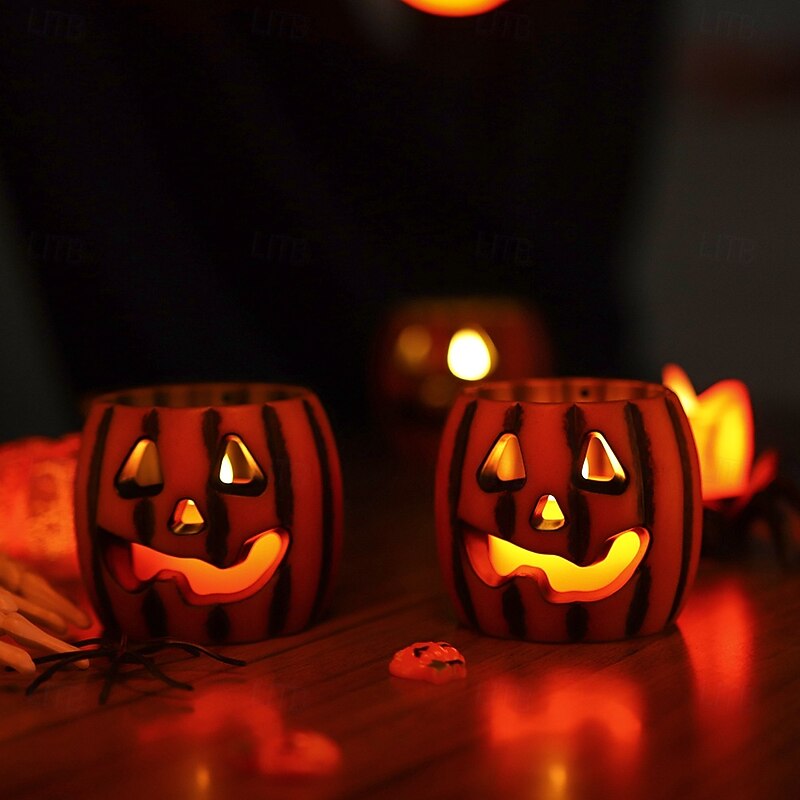 1 Pc Halloween Pumpkin Shaped LED Electronic Candle Light Indoor and Outdoor Party Bedroom Restaurant Festive Atmosphere Decoration Light2