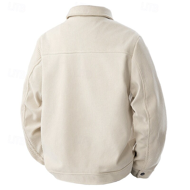Men's Lightweight Jacket Corduroy Jacket Cargo Jacket Casual Jacket Vacation Daily Pocket Spring Fall Plain Fashion Classic Lapel Regular Black Army Green Beige Coffee Jacket4