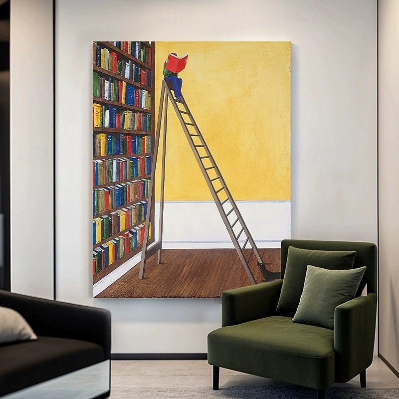 Handmade Oil Painting Canvas Wall Decoration Italian Minimalism Library Abstract for Home Decor Stretched Frame Hanging Painting/Rolled Frameless Unstretched Painting3