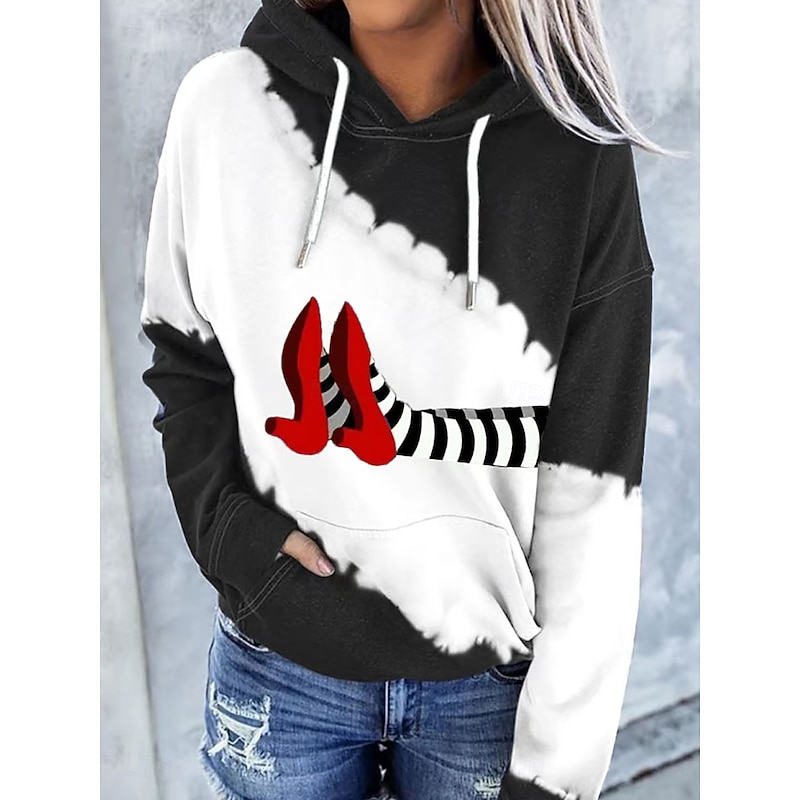 Halloween Women's Pullover Hoodie Sweatshirt Witch Graphic Warm Vintage Fashion Long Sleeve Hooded Regular Tops Street Dailywear Holiday Print Black Red Blue Green Gray Summer Fall Winter2