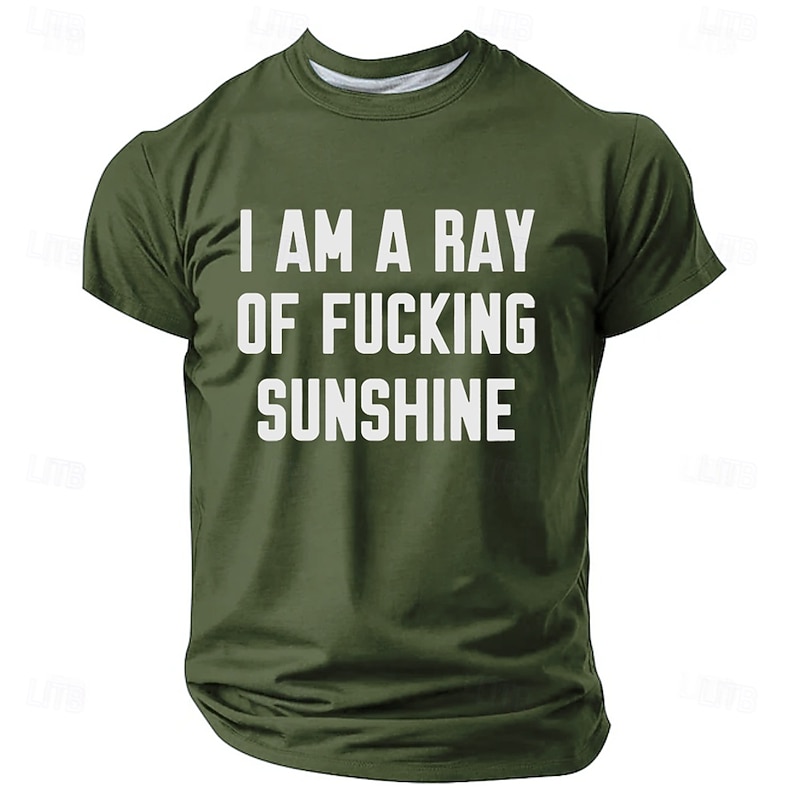 Men's Funny Graphic T-Shirt 'I AM A RAY OF FUCKING SUNSHINE' Sarcastic Quote Short Sleeve Tee
