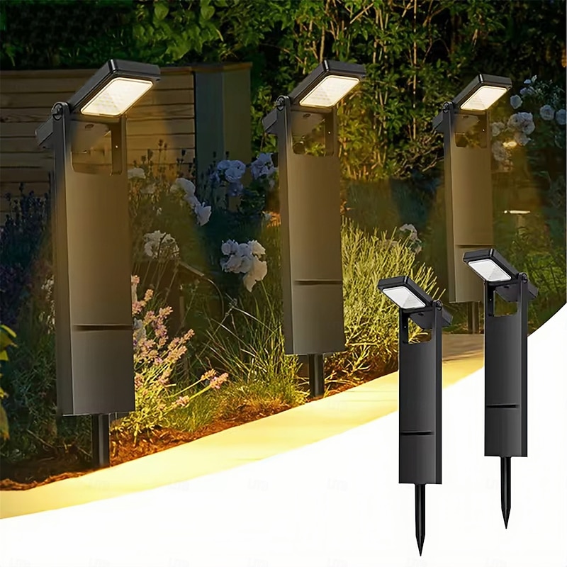Solar Pathway Lights Dual Color Temperature Outdoor Adjustable Head Solar Path Lights  Waterproof Solar Powered Landscape Light Garden  1PC2