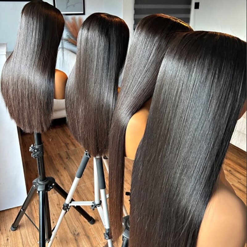 Unprocessed Virgin Hair 5x5 Closure 13x4 Lace Front Wig Middle Part Vietnamese Hair Straight Black Wig 130% 150% Density with Baby Hair 100% Virgin Glueless Pre-Plucked For Women Long Human Hair Lace3