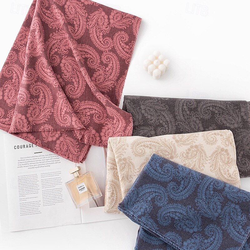 Women's Rectangle Scarf Street Daily Date Wine Beige Blue Scarf Print3