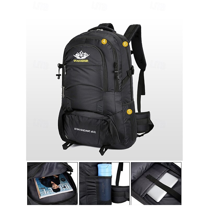 Men's Waterproof Hiking Backpack - Large Capacity Outdoor Travel Bag with Scratch-Resistant Fabric, Multiple Compartments, Ergonomic Straps for School, Camping, Hiking or Backpacking3