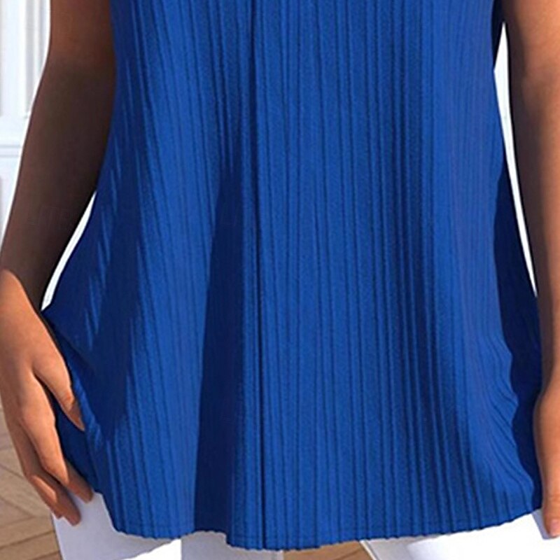 Women's T Shirt Tee Top Plain Fashion Modern Short Sleeve V Neck Regular Tops Daily Going out Blue Summer3
