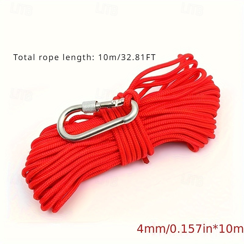 1pc Grappling Hook With 32.8FT Nylon Rope - Heavy-Duty Gear For Magnet Fishing Tree Limb Removal Includes Double Carabiner For Maximum Versatility3
