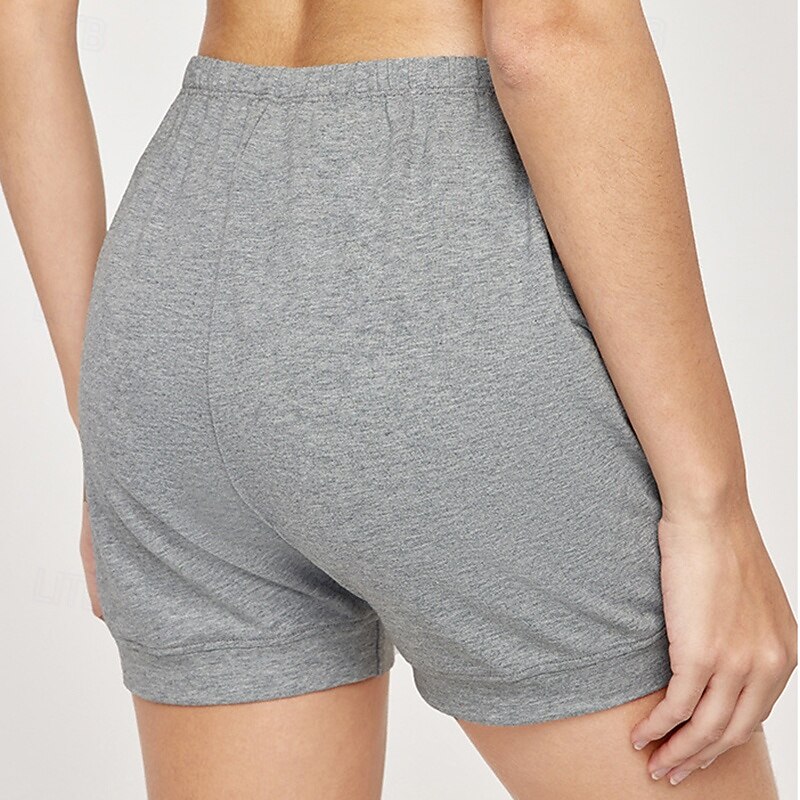 Women's Workout Shorts Sports Shorts Gym Volleyball Workout Bottoms Solid Color Black Purple Beige Cotton Sports Activewear Loose Fit3