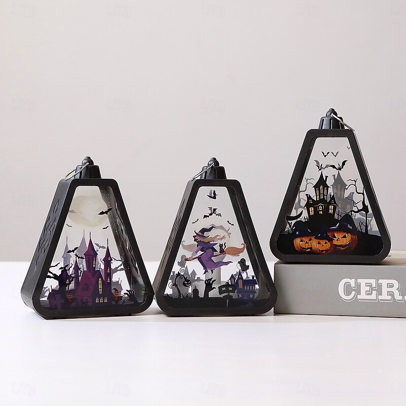 1 Pc Halloween Handheld LED Electronic Luminous Lantern Witch Pumpkin Castle Indoor and Outdoor Party Atmosphere Decorative Light2