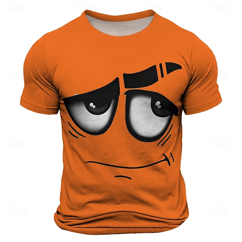 Men's Optical Illusion 3D T Shirt Short Sleeve T shirt 3D Print Crew Neck Shirt Fashion Exaggerated Daily Party Street Casual Blue Purple Orange Summer Spring All Seasons Clothing Apparel S M L XL