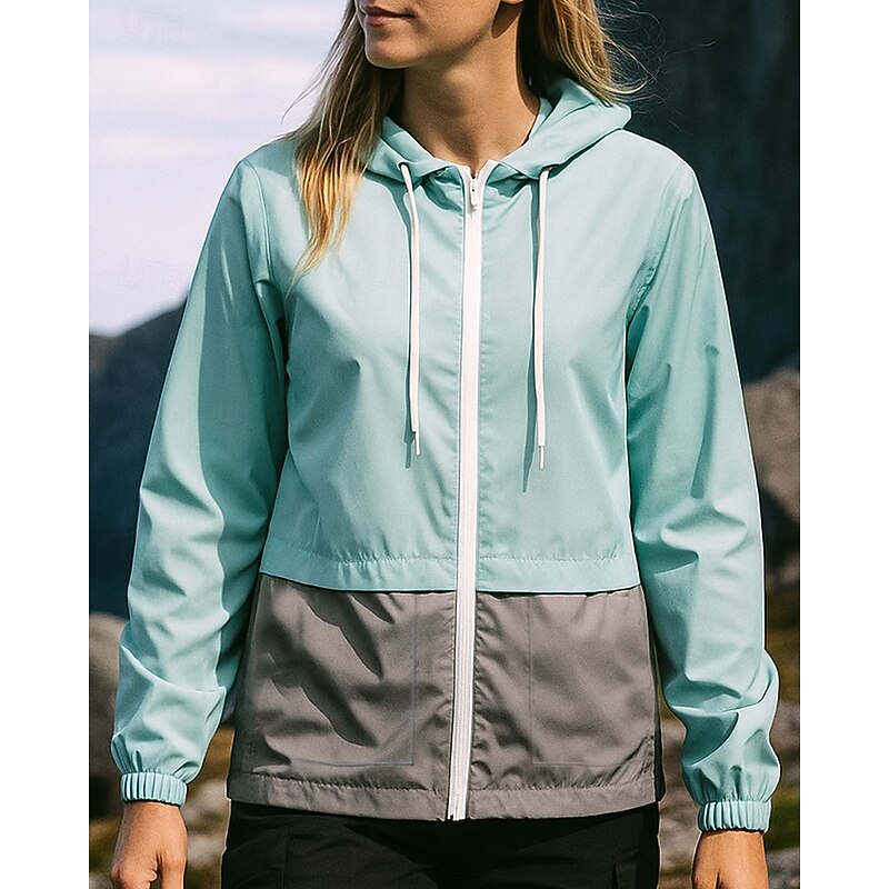 Women's Hiking Jacket rain coat Outdoor Waterproof Windproof Hiking Outfits Hiking Clothes Spring Autumn / Fall Top Camping / Hiking / Caving Running Patchwork Pink Blue Dark Blue3