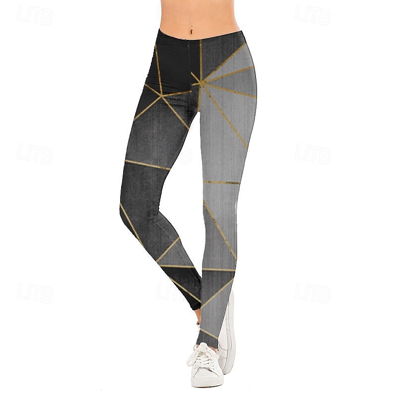 Women's Slacks Leggings Cozy Leggings Streetwear Casual Full Length Natural Flower Elastic Waist Print Soft Street Holiday Daily Wear Apple Green Black Gold Deep Purple Dark-Gray Fall Regular Fit2