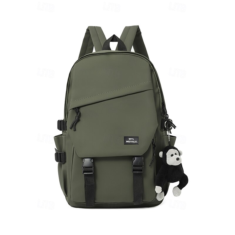 Waterproof Large Capacity Teen Backpack with Plush Monkey Keychain – Multi-Pocket Travel School Bag for Boys and Girls, Casual Style for Daily Commute, Hiking or Campus Use2