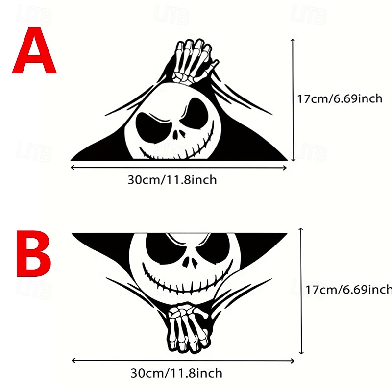 2Pcs Halloween Car Sticker Jack Skellington Car Sticker  Self-Adhesive Vinyl Decal for Trunk Windows Bumper  Polyvinyl Chloride4