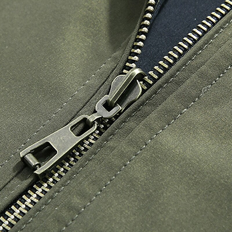 Men's Lightweight Jacket Casual Jacket Vacation Daily Breathable Pocket Spring Fall Plain Fashion Classic Stand Collar Regular Black Khaki Army Green Jacket3