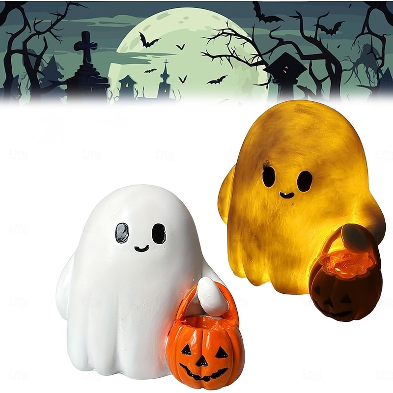 Pumpkin Boo Buddies Halloween Cute Ghost Decoration Pumpkin Ornaments Cute Cute Ghost Decoration Tabletop Ornaments Glowing Cute Ghost Decoration