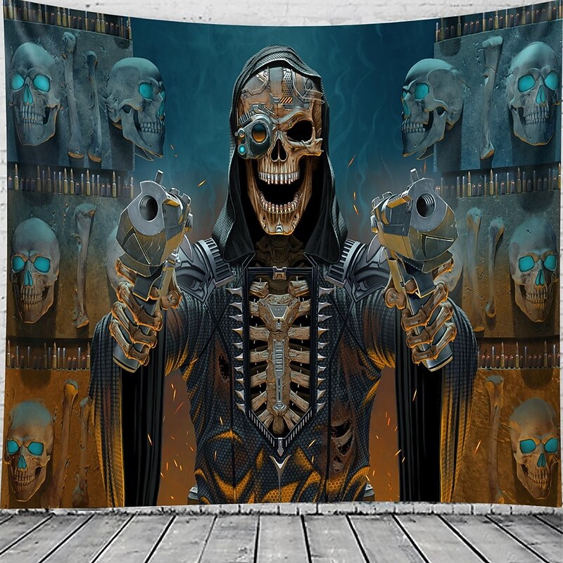 Halloween Hanging Tapestry The Bullet Reaper by Vincent Hie Photograph Backdrop Jack O Lantern Wall Art Large Tapestry Mural Decor Blanket Curtain Home Bedroom Living Room Decoration Death Selfie4