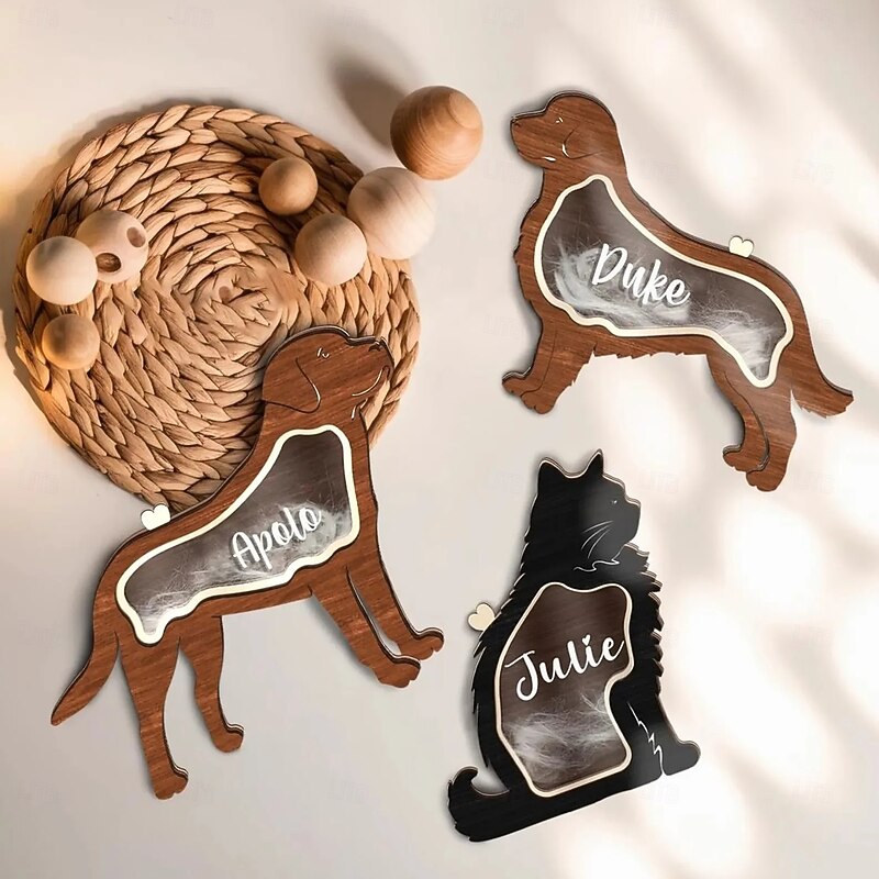 Wooden Pet Hair Memorial Case Cats Dogs Hair Memorial Keepsakes Display Box Suitable for Storing Dogs Cats-Fur, Teeth, Nails, Bone Ashes2