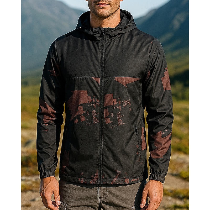 Men's Windbreaker Hiking Jacket Outdoor Waterproof Windproof Lightweight Hiking Outfits Hiking Clothes Spring Autumn / Fall Top Camping / Hiking / Caving Running Camo Red Blue Grey4