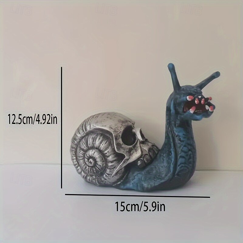 Halloween Highlight Unique Snail Skull Decor - Gothic Halloween Resin Ornament No Power Needed Perfect for Indoor & Outdoor Spaces3