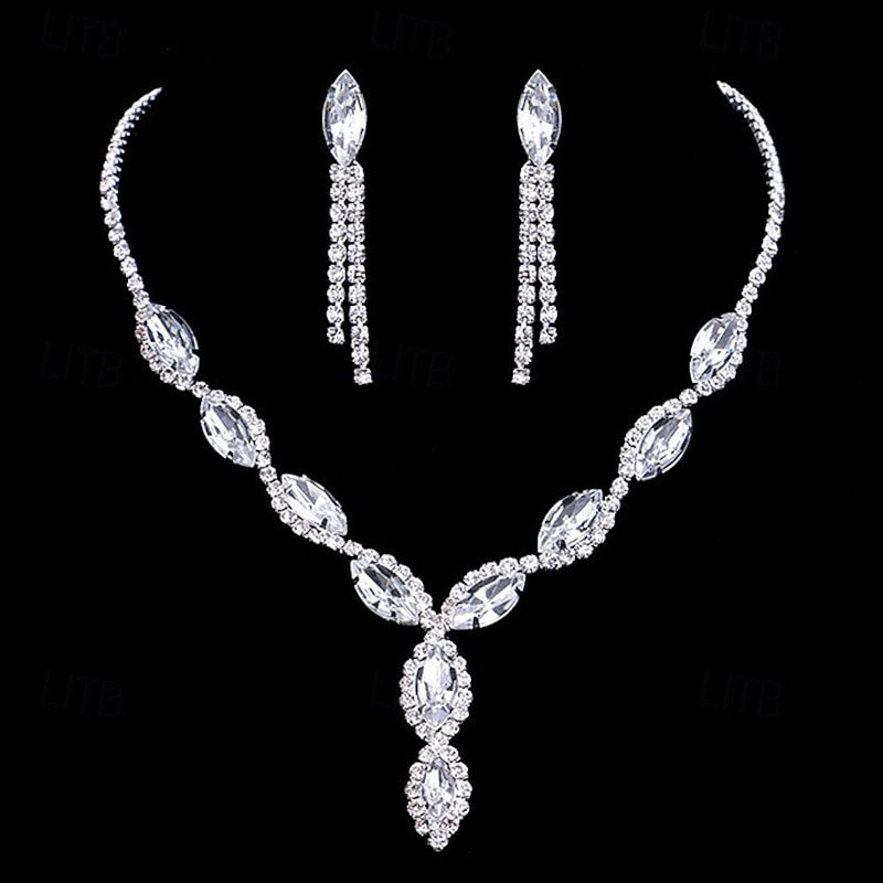 Bridal Jewelry Sets 1 set Rhinestone Alloy 1 Necklace Earrings Women's Personalized Stylish Artistic Jewelry Set For Wedding Special Occasion Holiday
