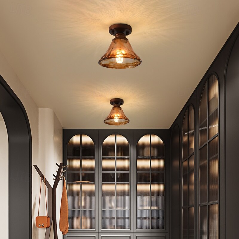 Retro Glass Aisle Ceiling Lamp White Marble Ceiling Lamp Ceiling Chandelier Semi Flush Mount Ceiling Light Fixture 85-265V3