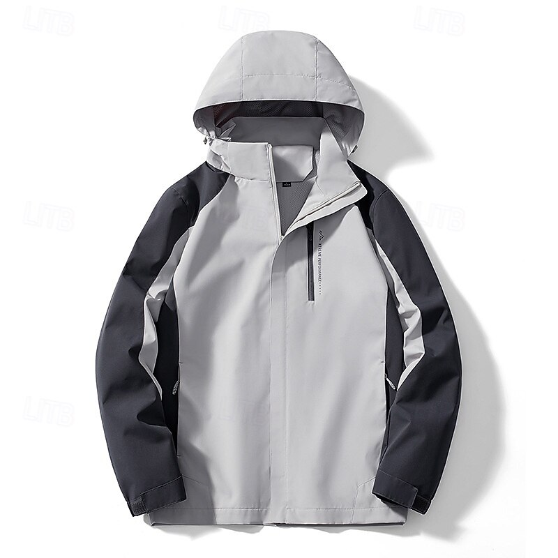 Men's Windbreaker Softshell Jacket Hiking Jacket Outdoor Waterproof Windproof Hiking Outfits Hiking Clothes Spring Autumn / Fall Top Camping / Hiking / Caving Running Patchwork Black White Army Green