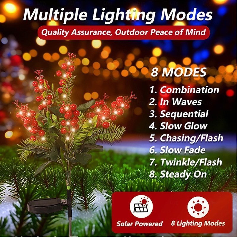 1PC Solar Red Fruit Shaped Led Outdoor Courtyard Lawn Light Simulation Green Plant High-End Feeling Garden Floor Light Decoration Atmosphere Light2