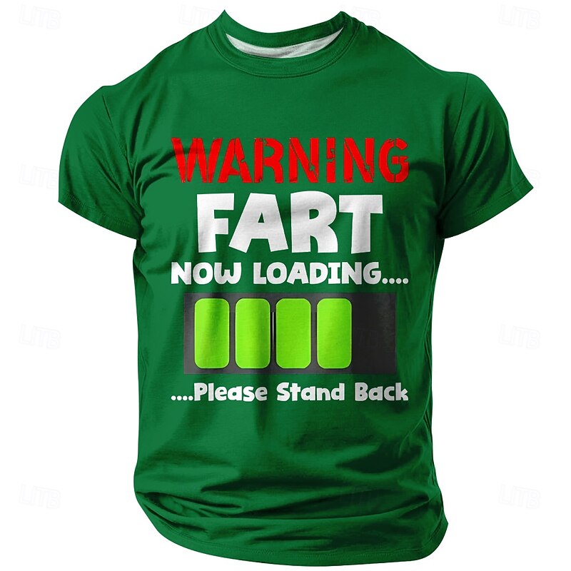 Men's Funny Graphic T-Shirt: 'WARNING FART NOW LOADING... Please Stand Back' Short Sleeve Humor Tee3