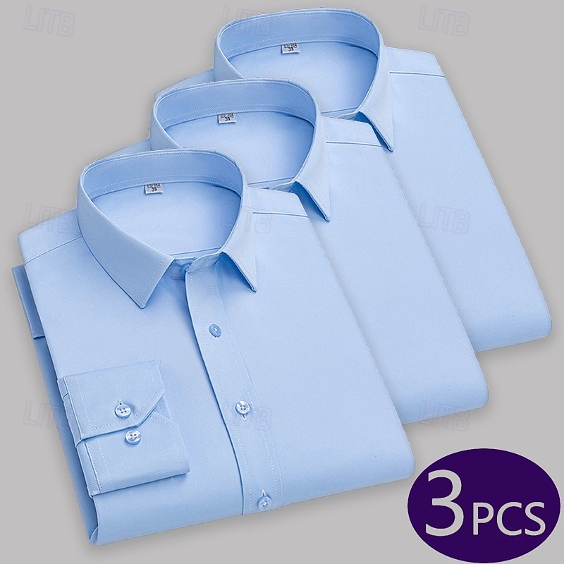 Men's Shirt Dress Shirt Button Up Shirt Tuxedo Shirts Solid / Plain Color Office & Career Daily Wear Light Blue Black White Green Long Sleeve Shirt Collar All Seasons Clothing Apparel Basic