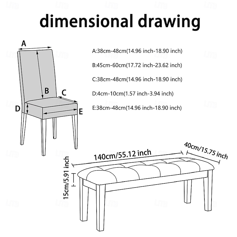 Printed Dining Chair Covers and Bench Covers Sets suitable for dining chairs includes 5 pieces 4 chair covers and 1 bench cover3