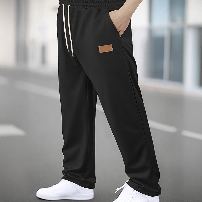 Men's Sweatpants Joggers Trousers Straight Leg Sweatpants Running Pants Elastic Waist Drawstring Front Pocket Plain Comfort Full Length Outdoor Casual Daily Fashion Streetwear Black White