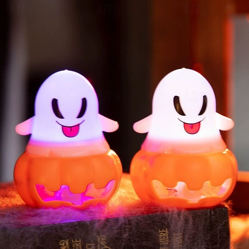 4PCS Halloween Ghost Lights Ghost Festival Glowing Candle Night Light Halloween Decoration Props Party Scene Layout4