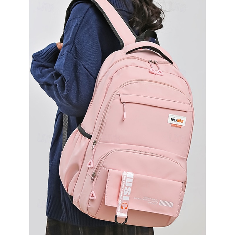 Teen Waterproof Large Capacity Multi-Pocket Campus Backpack - Lightweight Multi-Color Casual School Bag for High School and College Black Pink Blue2