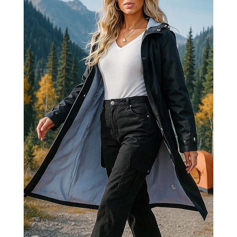 Women's Windbreaker Hiking Jacket rain coat Outdoor Waterproof Windproof Hiking Outfits Hiking Clothes Spring Autumn / Fall Top Camping / Hiking / Caving Running Solid Color Black Army Green Red3