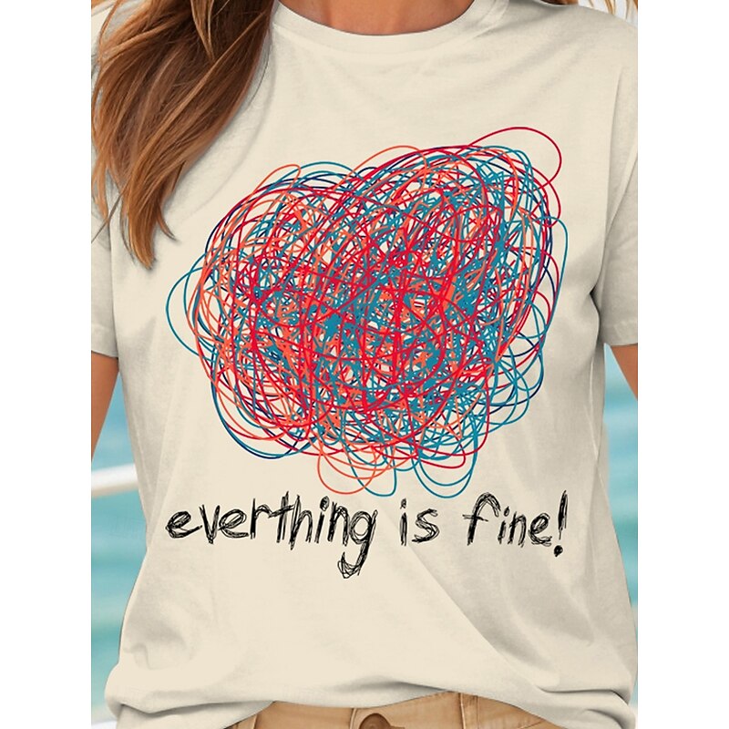 Women's T Shirt Graphic Letter Vintage Stylish Classic Short Sleeve Crew Neck Round Neck Regular Tops Daily Weekend Print Black White Yellow Pink Red Summer Spring3