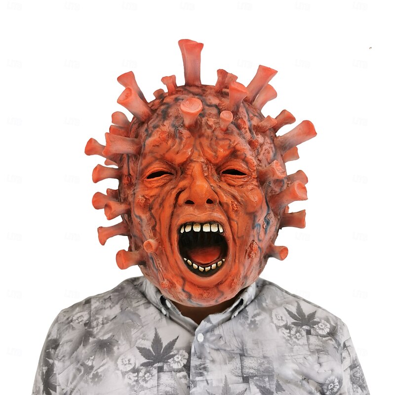Halloween Virus Mask For Adults Realistic Scary Costumes Latex Face Mask, Creepy Coronavirus Full Head Mask, Horror Pandemic Theme Cosplay Prop for Party, Haunted House, Prank2