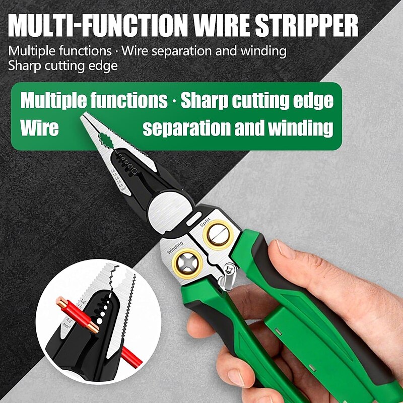 8 in 1 Wire Stripper with Voltage Tester, 2025 New Multi-Function Electric Wire Stripping Tool for Cutting and Pulling Pliers, Electric Pliers, Electrician Repair Tool3