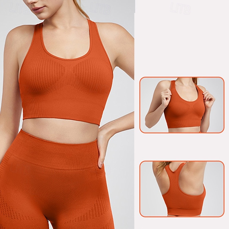 Women's Yoga Bra Sports Tank Top Sports Bra Underwear High Supports Breathable Criss-Cross Back Solid / Plain Color Sport Activewear Black Blue Gym Pilates Zumba