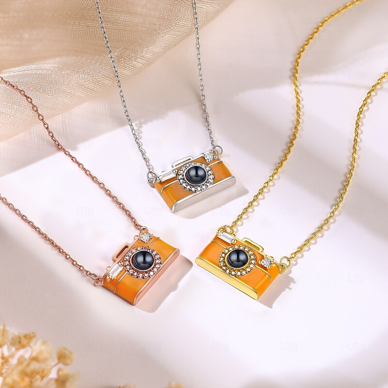 Personalized Photo Projection Necklace  Birthstone Necklace Custom Gift, Camera Projection Necklace with Custom Photo, Perfect Mother's Day, Valentine's, Christmas, Anniversary, Birthday Gift for Mom Wife Girlfriend